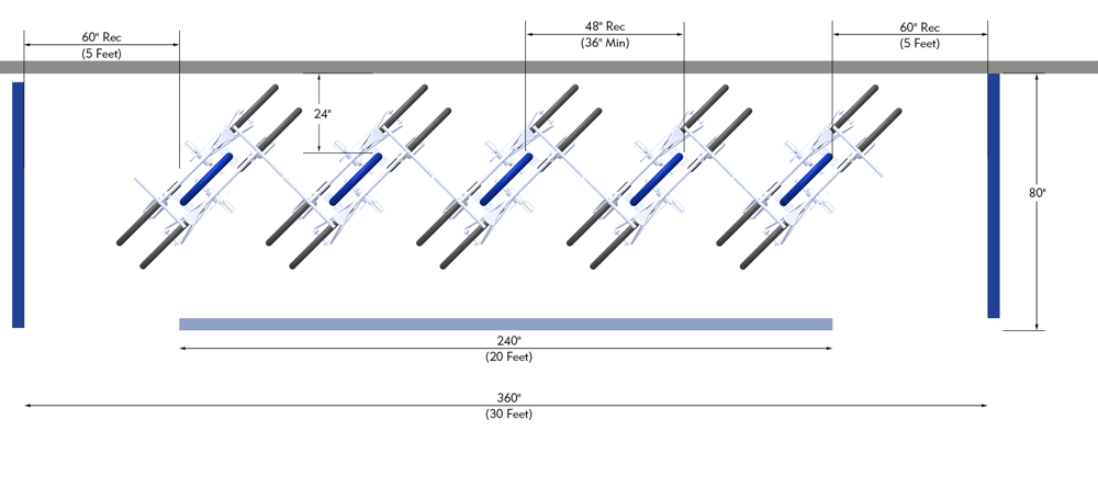 Bike Parking Dimensions Bike Corral Angled Bike Racks with Manuever Zone Layout