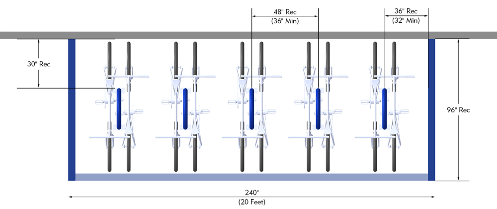 Bike Parking Dimensions Bike Corral Bike Racks Perpendicular to Curb Layout