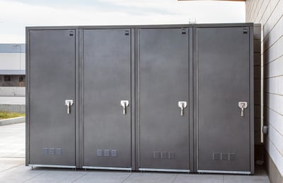 vertical bike lockers all closed