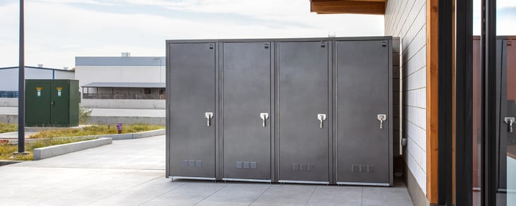 vertical bike lockers all closed